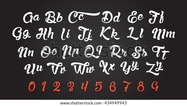 Calligraphic Alphabet Vector Letters Numbers Hand