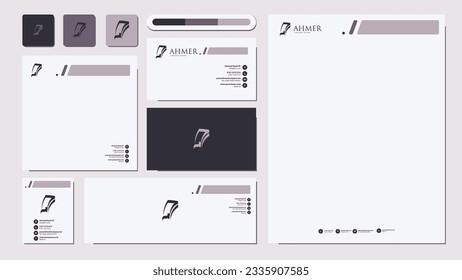 Calligraphic Arabic Logo with Stationary Design Templates