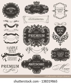 calligraphic awesome, premium quality design elements and page decoration/ vector set