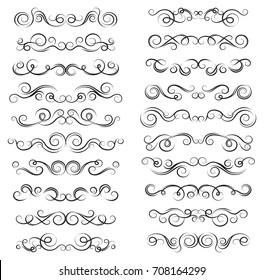 Calligraphic Black Elegant Swirl Dividers Collection Stock Vector ...