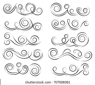 Calligraphic Black Elegant Swirls Collection Set Stock Vector (Royalty ...