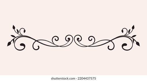 Calligraphic black frame. Minimalistic, luxurious and elegant classic ornament. Place for text and presentations. Graphic element for website, interface for apps. Cartoon flat vector illustration