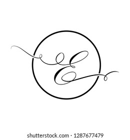 Calligraphic, black script letter e
