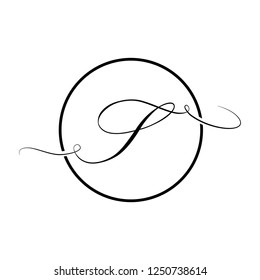 Calligraphic, black script letter s