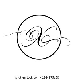 Calligraphic, black script letter x