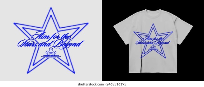 Calligraphic azul streetwear print. Texto motivacional moderno para la ropa, en dos versiones. Vector
