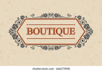 Calligraphic border boutique, Vector illustration