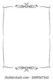 Calligraphic border divider frame design element in classic vintage calligraphy style for wedding or greeting new year, Christmas, Valentine's  card decoration ornament with flourish mandala  line art