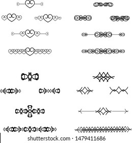 Calligraphic border divider frame design element in classic vintage calligraphy style for wedding or greeting new year, Christmas, Valentine's  card decoration ornament with flourish mandala  line art