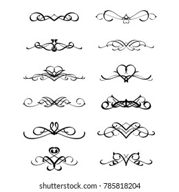 Calligraphic border divider frame design element in classic vintage calligraphy style for wedding or greeting new year, Christmas, Valentine's  card decoration