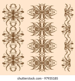 Calligraphic border elements. Vector patterns