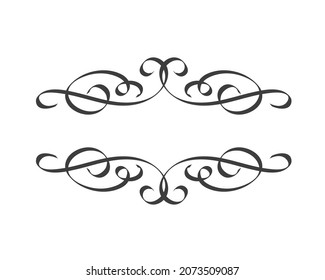 Calligraphic border, wedding invitation element. Vintage swirls, ornaments frame, floral text borders, ornate dividers.