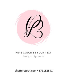 Calligraphic combination of 'P' and 'L' letters. Vector image.