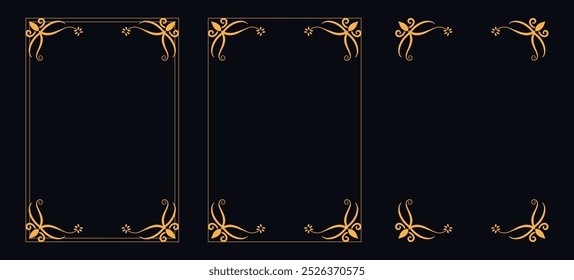 Marco caligráfico de la esquina y decoración de la página, ornamento floral, diseño de Vector, ornamento floral del oro, menú de la Boda y del restaurante, marco floral de la foto para la imagen, Elementos florales para el diseño