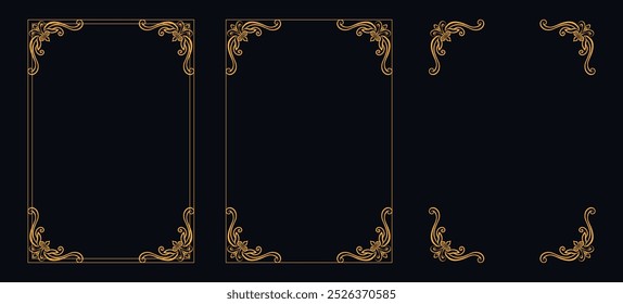 Marco caligráfico de la esquina y decoración de la página, ornamento floral, diseño de Vector, ornamento floral del oro, menú de la Boda y del restaurante, marco floral de la foto para la imagen, Elementos florales para el diseño