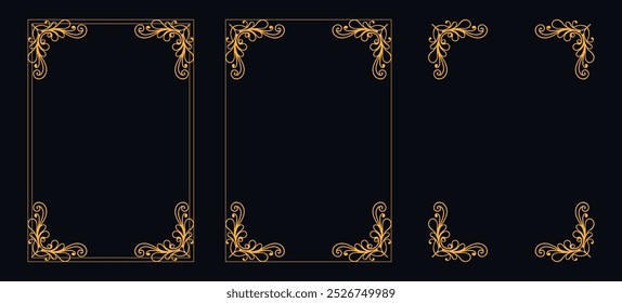 Marco caligráfico de la esquina y decoración de la página, ornamento floral, diseño de Vector, ornamento floral del oro, menú de la Boda y del restaurante, marco floral de la foto para la imagen, Elementos florales para el diseño