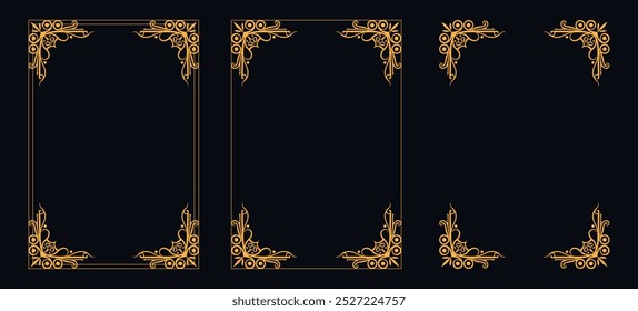 Marco caligráfico de la esquina y decoración de la página, ornamento floral, diseño de Vector, ornamento floral del oro, menú de la Boda y del restaurante, marco floral de la foto para la imagen, Elementos florales para el diseño