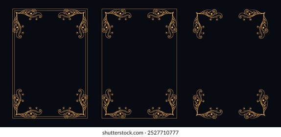 Marco caligráfico de la esquina y decoración de la página, ornamento floral, diseño de Vector, ornamento floral del oro, menú de la Boda y del restaurante, marco floral de la foto para la imagen, Elementos florales para el diseño