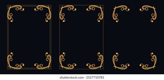 Marco caligráfico de la esquina y decoración de la página, ornamento floral, diseño de Vector, ornamento floral del oro, menú de la Boda y del restaurante, marco floral de la foto para la imagen, Elementos florales para el diseño