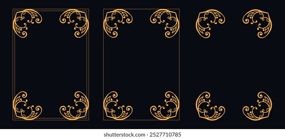 Marco caligráfico de la esquina y decoración de la página, ornamento floral, diseño de Vector, ornamento floral del oro, menú de la Boda y del restaurante, marco floral de la foto para la imagen, Elementos florales para el diseño