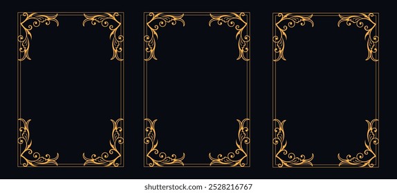 Marco caligráfico de la esquina y decoración de la página, ornamento floral, diseño de Vector, ornamento floral del oro, menú de la Boda y del restaurante, marco floral de la foto para la imagen, Elementos florales para el diseño