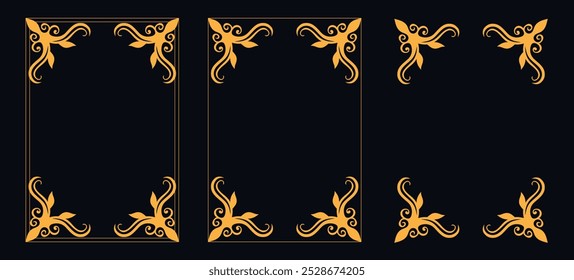 Marco caligráfico de la esquina y decoración de la página, ornamento floral, diseño de Vector, ornamento floral del oro, menú de la Boda y del restaurante, marco floral de la foto para la imagen, Elementos florales para el diseño