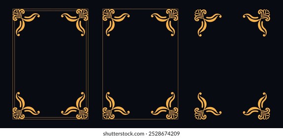 Marco caligráfico de la esquina y decoración de la página, ornamento floral, diseño de Vector, ornamento floral del oro, menú de la Boda y del restaurante, marco floral de la foto para la imagen, Elementos florales para el diseño