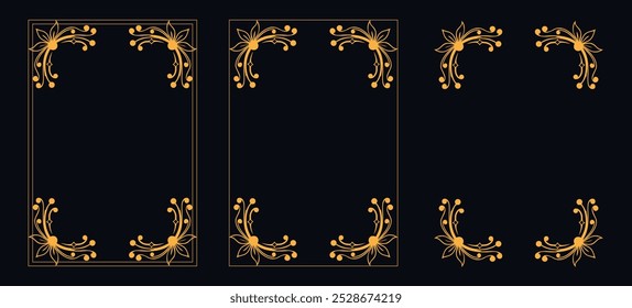 Marco caligráfico de la esquina y decoración de la página, ornamento floral, diseño de Vector, ornamento floral del oro, menú de la Boda y del restaurante, marco floral de la foto para la imagen, Elementos florales para el diseño