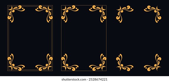 Marco caligráfico de la esquina y decoración de la página, ornamento floral, diseño de Vector, ornamento floral del oro, menú de la Boda y del restaurante, marco floral de la foto para la imagen, Elementos florales para el diseño