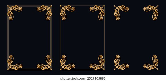 Marco caligráfico de la esquina y decoración de la página, ornamento floral, diseño de Vector, ornamento floral del oro, menú de la Boda y del restaurante, marco floral de la foto para la imagen, Elementos florales para el diseño