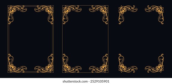 Marco caligráfico de la esquina y decoración de la página, ornamento floral, diseño de Vector, ornamento floral del oro, menú de la Boda y del restaurante, marco floral de la foto para la imagen, Elementos florales para el diseño