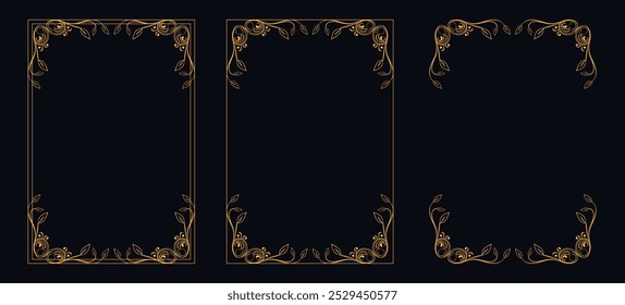 Marco caligráfico de la esquina y decoración de la página, ornamento floral, diseño de Vector, ornamento floral del oro, menú de la Boda y del restaurante, marco floral de la foto para la imagen, Elementos florales para el diseño