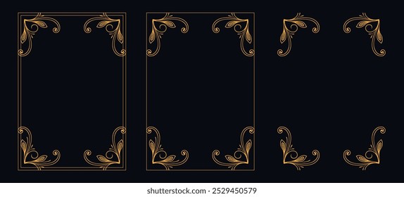 Marco caligráfico de la esquina y decoración de la página, ornamento floral, diseño de Vector, ornamento floral del oro, menú de la Boda y del restaurante, marco floral de la foto para la imagen, Elementos florales para el diseño