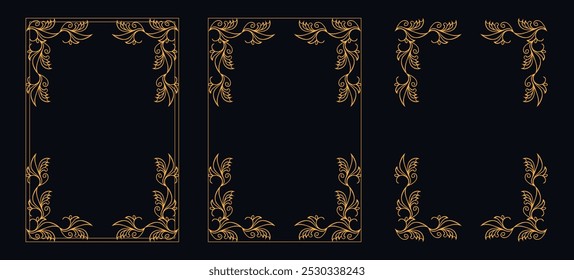 Marco caligráfico de la esquina y decoración de la página, ornamento floral, diseño de Vector, ornamento floral del oro, menú de la Boda y del restaurante, marco floral de la foto para la imagen, Elementos florales para el diseño