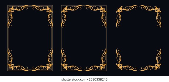 Marco caligráfico de la esquina y decoración de la página, ornamento floral, diseño de Vector, ornamento floral del oro, menú de la Boda y del restaurante, marco floral de la foto para la imagen, Elementos florales para el diseño