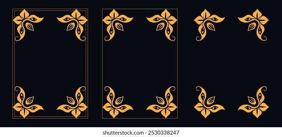 Marco caligráfico de la esquina y decoración de la página, ornamento floral, diseño de Vector, ornamento floral del oro, menú de la Boda y del restaurante, marco floral de la foto para la imagen, Elementos florales para el diseño