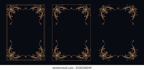 Calligraphic corner frame and page decoration, floral ornament, vector design, Gold floral ornament, Wedding and restaurant menu, photo frame floral for picture, Floral elements for design