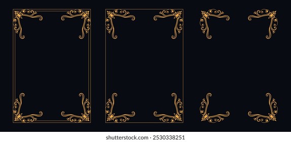 Marco caligráfico de la esquina y decoración de la página, ornamento floral, diseño de Vector, ornamento floral del oro, menú de la Boda y del restaurante, marco floral de la foto para la imagen, Elementos florales para el diseño