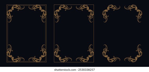 Marco caligráfico de la esquina y decoración de la página, ornamento floral, diseño de Vector, ornamento floral del oro, menú de la Boda y del restaurante, marco floral de la foto para la imagen, Elementos florales para el diseño