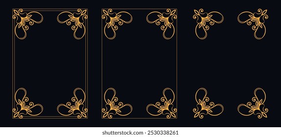 Marco caligráfico de la esquina y decoración de la página, ornamento floral, diseño de Vector, ornamento floral del oro, menú de la Boda y del restaurante, marco floral de la foto para la imagen, Elementos florales para el diseño