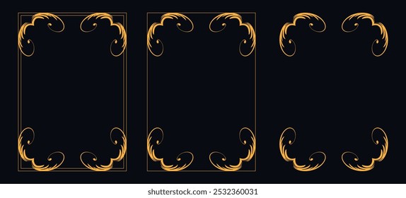 Marco caligráfico de la esquina y decoración de la página, ornamento floral, diseño de Vector, ornamento floral del oro, menú de la Boda y del restaurante, marco floral de la foto para la imagen, Elementos florales para el diseño