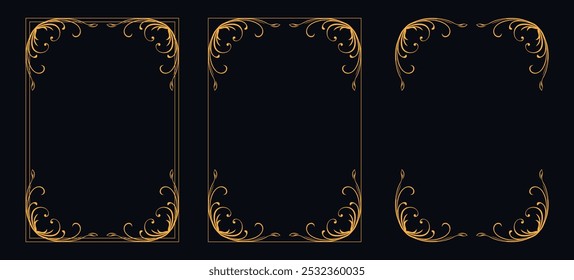 Marco caligráfico de la esquina y decoración de la página, ornamento floral, diseño de Vector, ornamento floral del oro, menú de la Boda y del restaurante, marco floral de la foto para la imagen, Elementos florales para el diseño