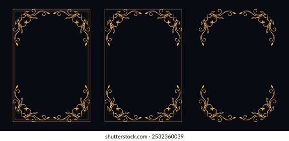 Marco caligráfico de la esquina y decoración de la página, ornamento floral, diseño de Vector, ornamento floral del oro, menú de la Boda y del restaurante, marco floral de la foto para la imagen, Elementos florales para el diseño