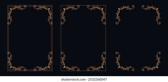 Marco caligráfico de la esquina y decoración de la página, ornamento floral, diseño de Vector, ornamento floral del oro, menú de la Boda y del restaurante, marco floral de la foto para la imagen, Elementos florales para el diseño