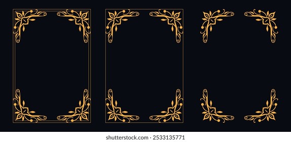 Marco caligráfico de la esquina y decoración de la página, ornamento floral, diseño de Vector, ornamento floral del oro, menú de la Boda y del restaurante, marco floral de la foto para la imagen, Elementos florales para el diseño