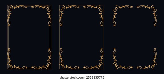 Marco caligráfico de la esquina y decoración de la página, ornamento floral, diseño de Vector, ornamento floral del oro, menú de la Boda y del restaurante, marco floral de la foto para la imagen, Elementos florales para el diseño