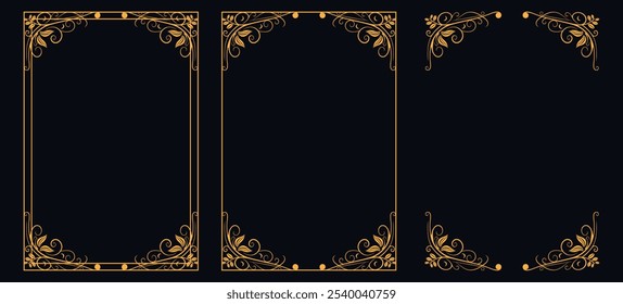 Marco caligráfico de la esquina y decoración de la página, ornamento floral, diseño de Vector, ornamento floral del oro, menú de la Boda y del restaurante, marco floral de la foto para la imagen, Elementos florales para el diseño