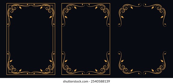 Marco caligráfico de la esquina y decoración de la página, ornamento floral, diseño de Vector, ornamento floral del oro, menú de la Boda y del restaurante, marco floral de la foto para la imagen, Elementos florales para el diseño