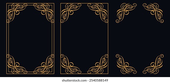 Marco caligráfico de la esquina y decoración de la página, ornamento floral, diseño de Vector, ornamento floral del oro, menú de la Boda y del restaurante, marco floral de la foto para la imagen, Elementos florales para el diseño