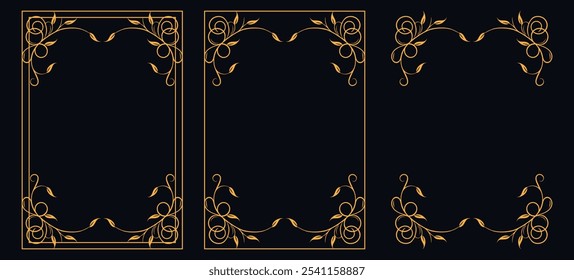 Marco caligráfico de la esquina y decoración de la página, ornamento floral, diseño de Vector, ornamento floral del oro, menú de la Boda y del restaurante, marco floral de la foto para la imagen, Elementos florales para el diseño